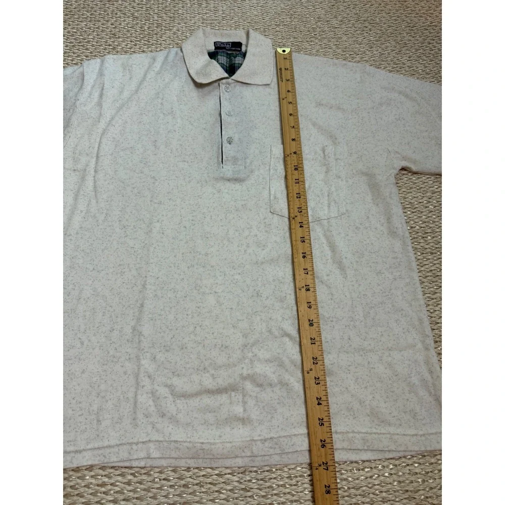 Polo Ralph Lauren Mens vintage‎ Heather Speckled Cotton Pocket Polo Shirt LG